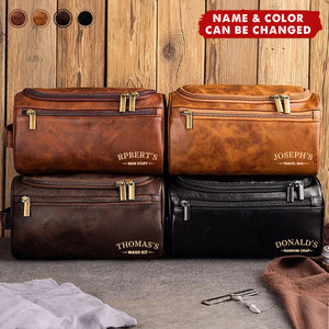 Man Stuff - Personalized Leather Toiletry Bag