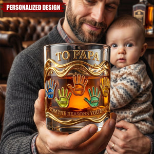 Papa’s Pride - Personalized Whiskey Glass, Father's Day Gift For Dad, Grandpa