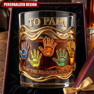 Papa’s Pride - Personalized Whiskey Glass, Father's Day Gift For Dad, Grandpa