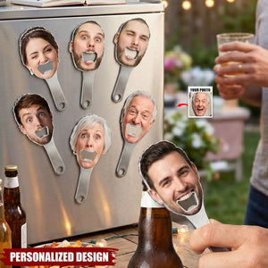 Custom Face Photo Bottle Opener Decor With Magnet - Personalized Gift For Dad, Grandpa, Wedding, Bachelor