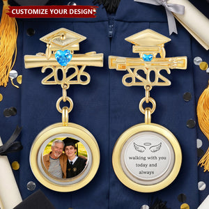 Walking with Me Today Graduation Photo Brooch 2026 - Personalized Pin With Birthstone, Graduation Gift for Her Him