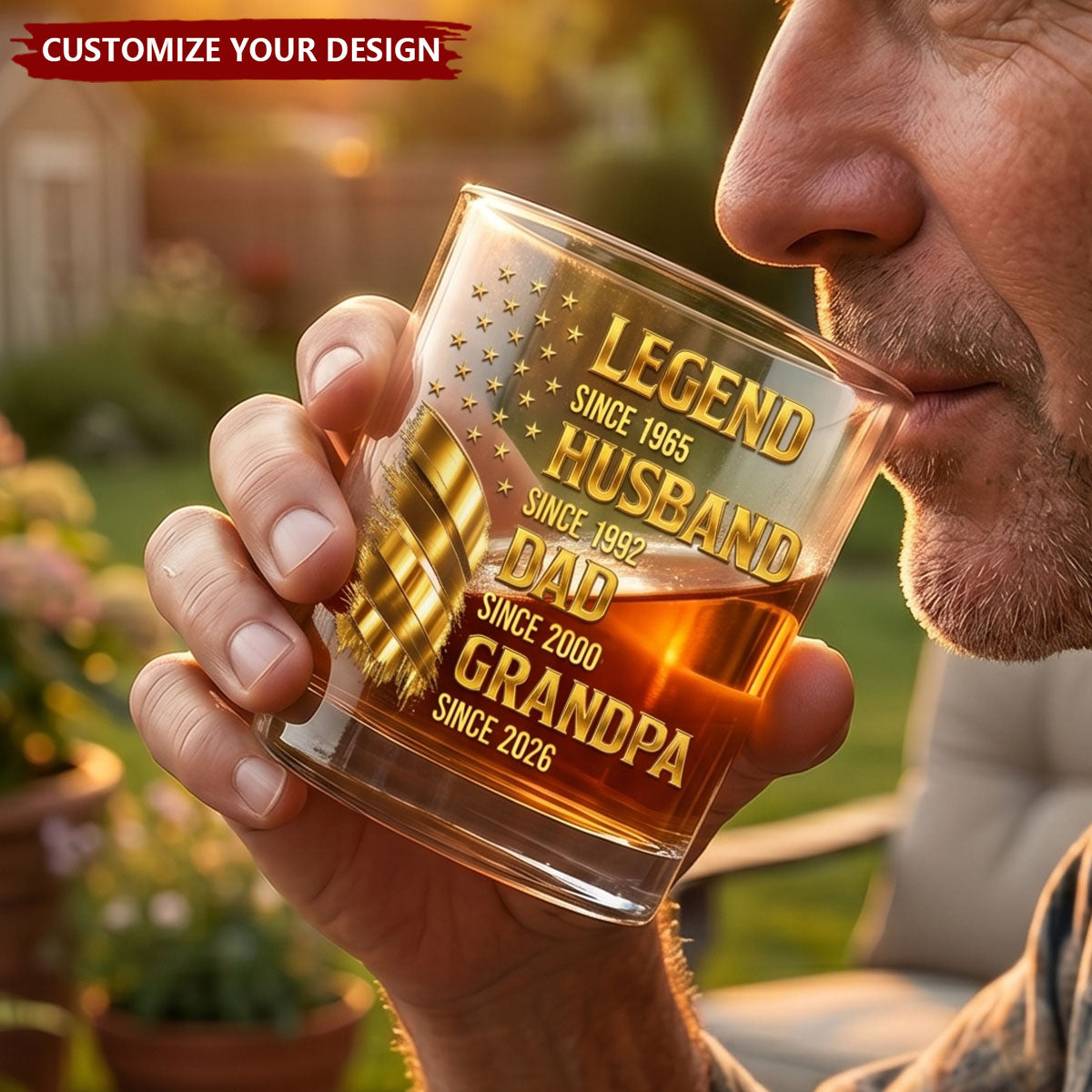 Custom Legend Husband Dad Grandpa Since Year- Personalized Whiskey Glass, Father's Day Gift