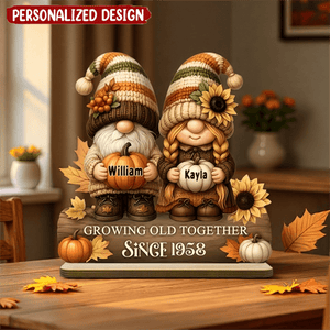 Dwarf Couple Growing Old Together - Personalized Standing Wooden Plaque