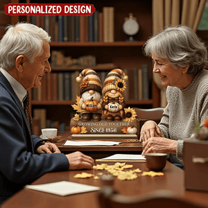 Dwarf Couple Growing Old Together - Personalized Standing Wooden Plaque