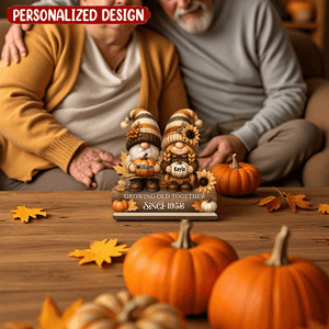 Dwarf Couple Growing Old Together - Personalized Standing Wooden Plaque
