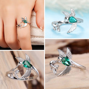 Hummingbird Leaf Custom Birthstone Memorial Ring