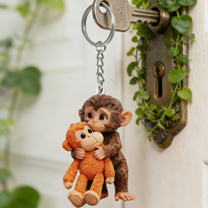 Punch The Monkey Hug - Acrylic Keychain
