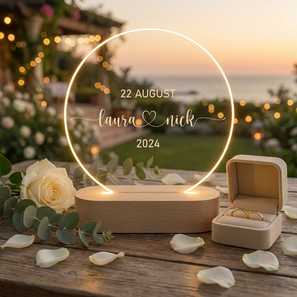 Personalized Couple Night Light LED Lamp - Anniversary Wedding Engagement Gift