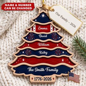 Custom Wooden Ornament - Personalized America 250th Anniversary Christmas Gifts For Family