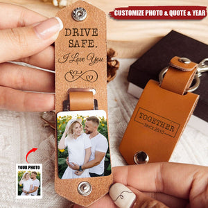 I Love You Always And Forever - Personalized Leather Photo Keychain