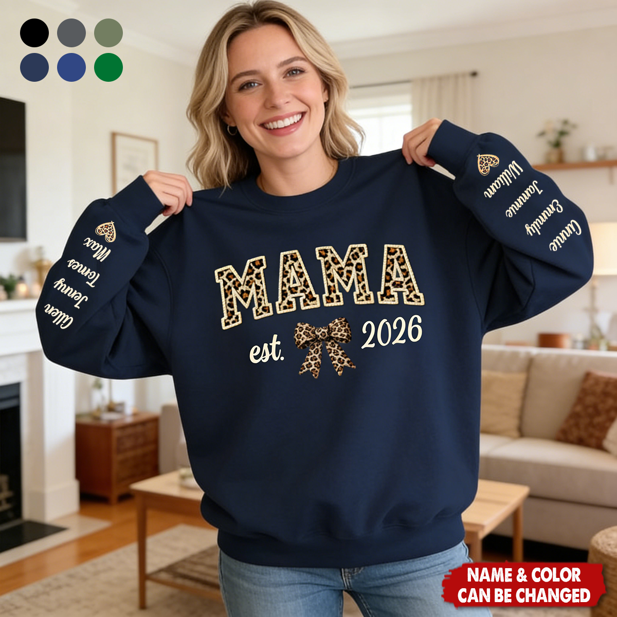 Mom Heart Full Of Love， Custom Sweatshirt With Design On Sleeve