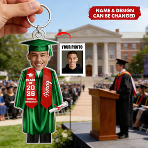 Custom Photo Graduation Cap Gown Stole - Personalized Acrylic Keychain