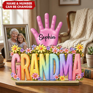 Personalized 2-Layer Wooden Plaque for Mom with Kids' Handprints and Names