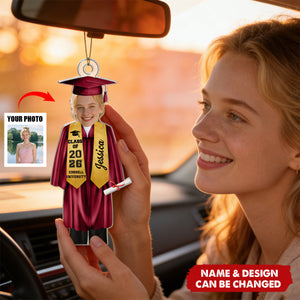 Custom Photo Graduation Cap Gown Stole - Personalized Acrylic Car Ornament