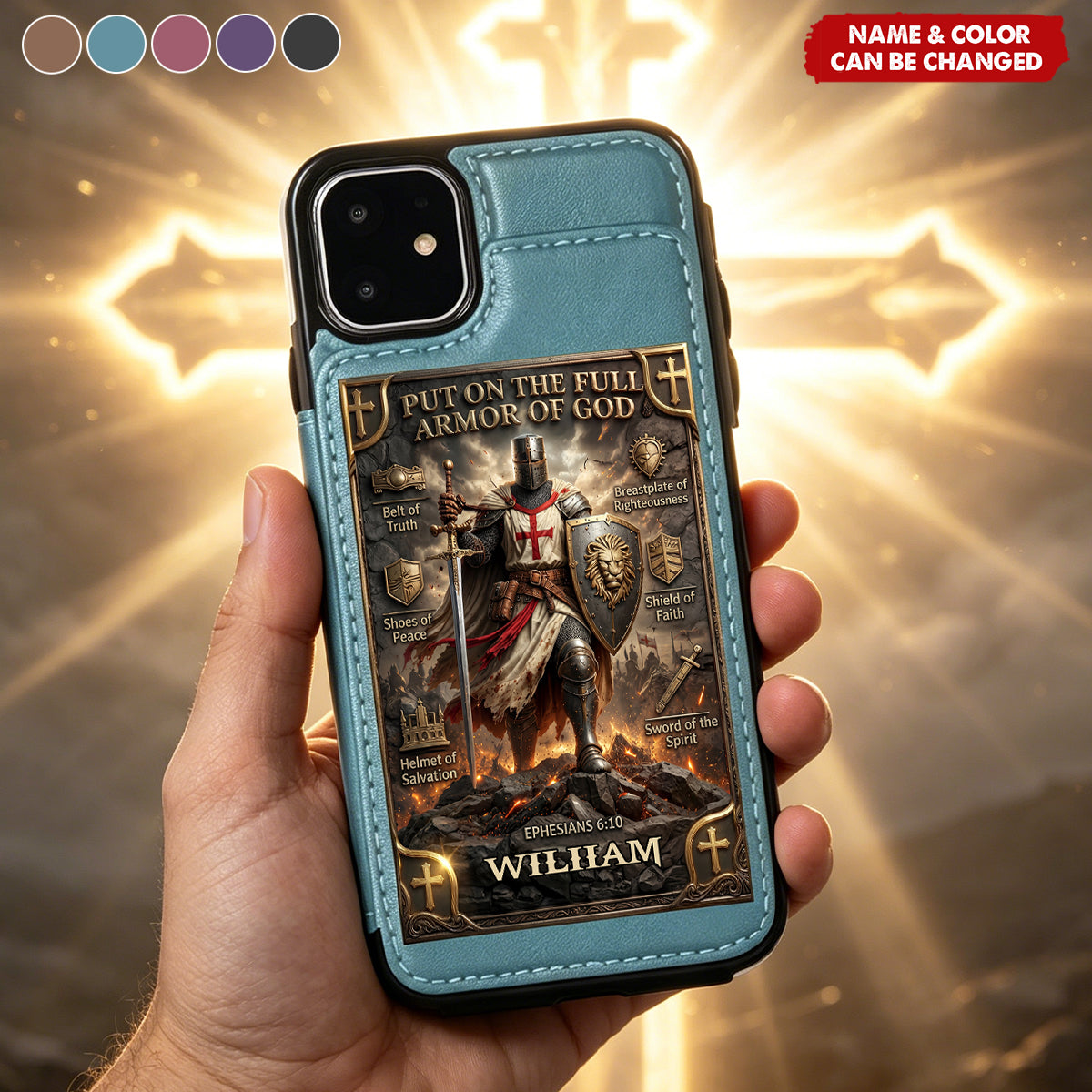 Armor Of God | Personalized Leather Flip Wallet Phone Case