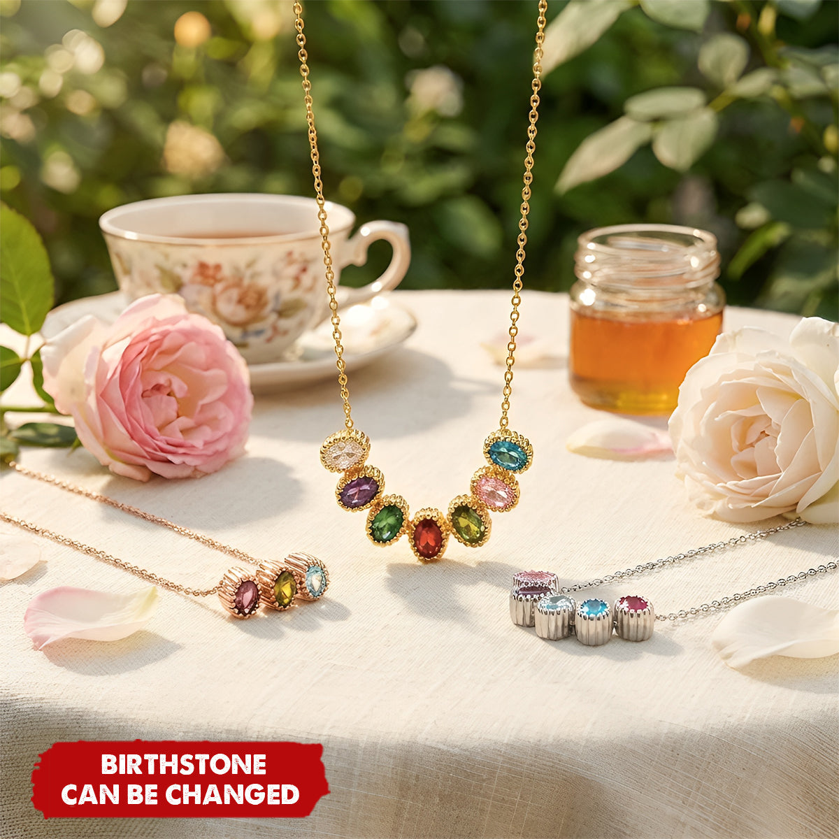 Personalized Family Birthstones Women Necklace - Birthday Mother's Day Gift for Mom Grandma