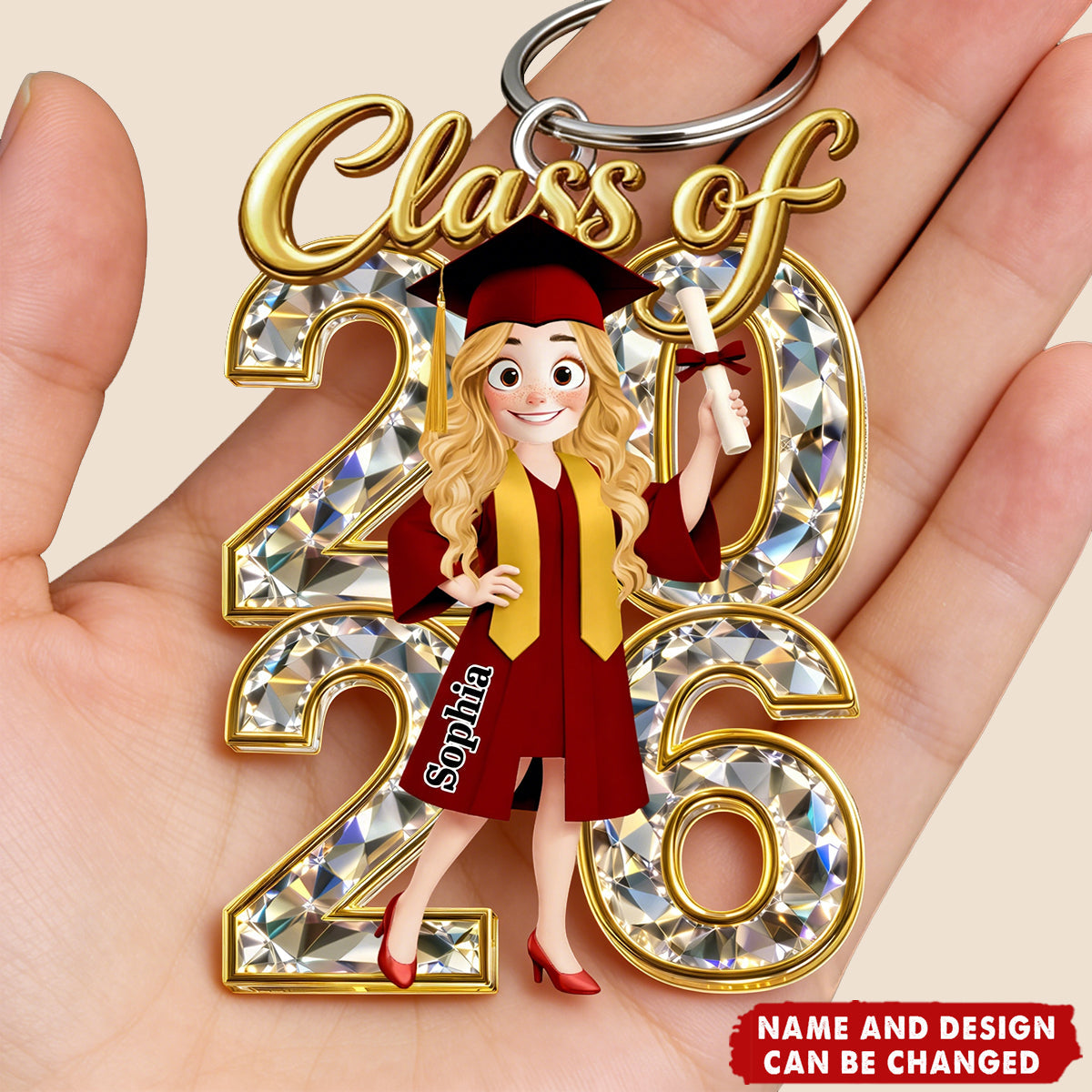 Congrats Grad Woman Man Crystal Effect - Personalized Acrylic Keychain