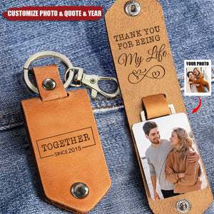 I Love You Always And Forever - Personalized Leather Photo Keychain