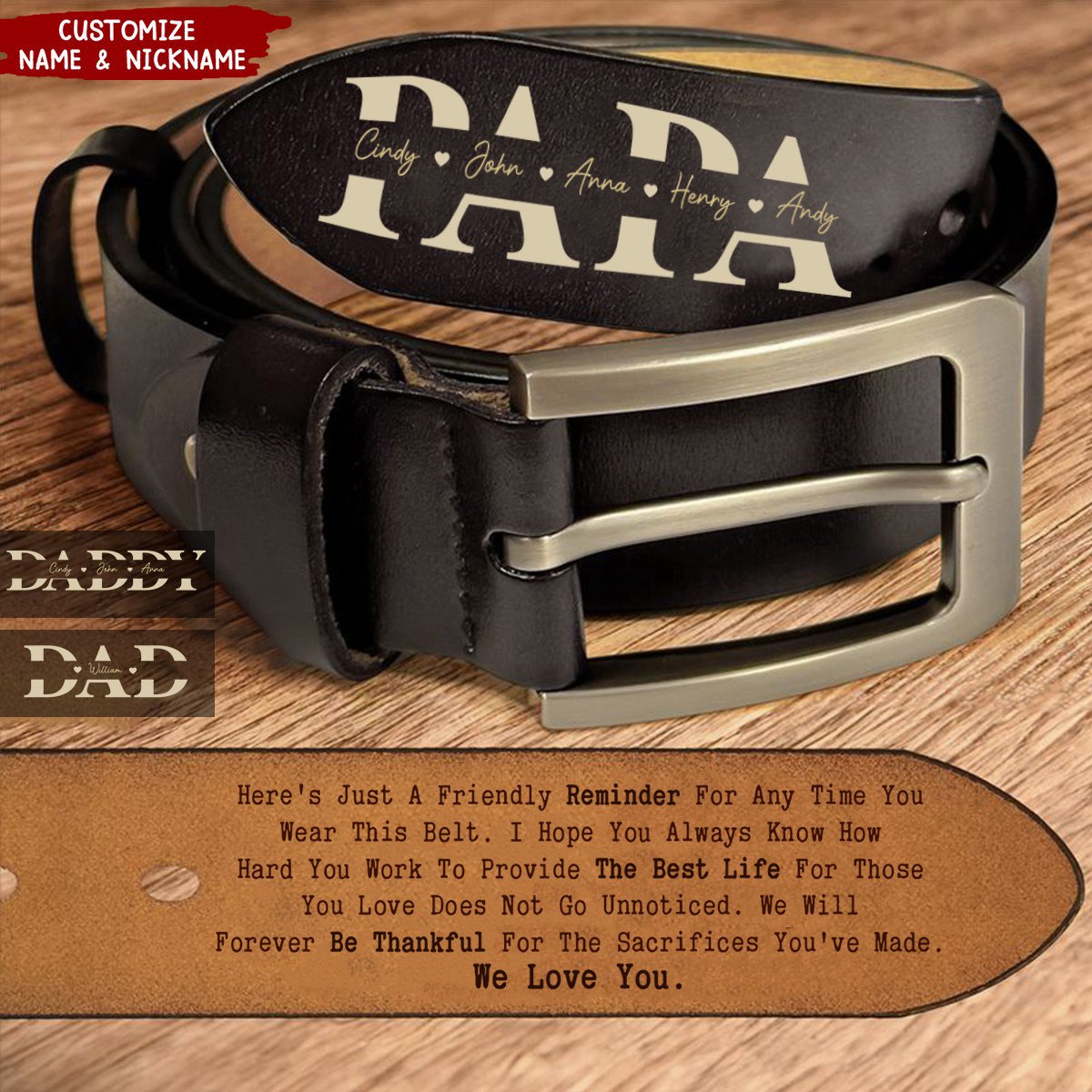 Reminder For Any Time You Wear This Belt For Dad - Personalized Engraved Leather Belt