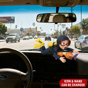 Christmas Boy Girl Scuba Diving - Personalized Acrylic Car Ornament - Gift For Scuba Diver