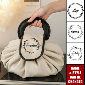 Drawstring Personalized Name Leather Travel Organizer Makeup Bag