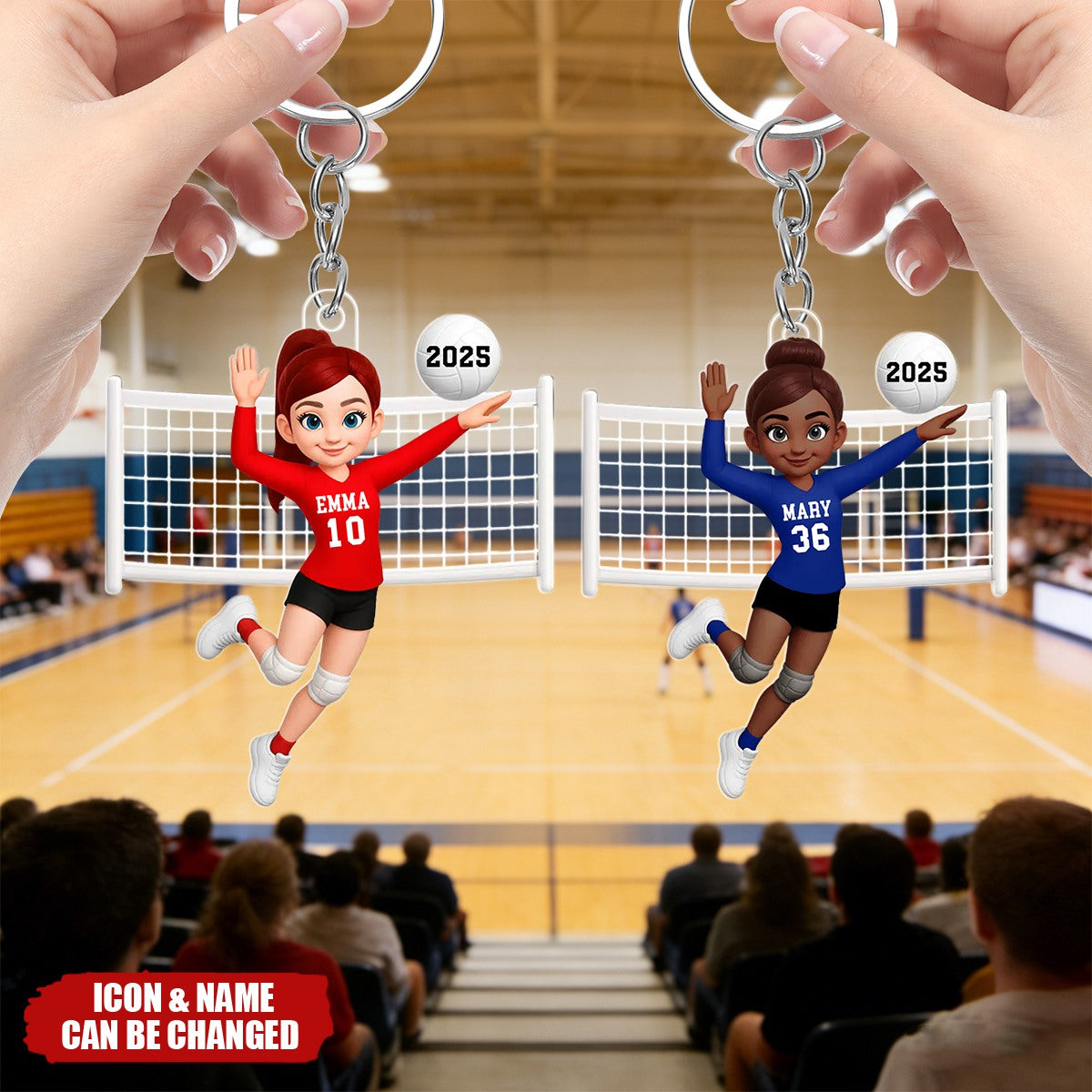 Volleyball Girl In Spike Action - Personalized Acrylic Keychain