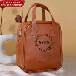 Shell Shape Leather Personalized Name Travel Organizer Tote Makeup Bag