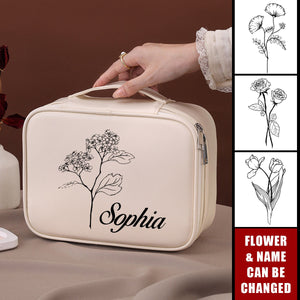 Birthday Flower Detachable Multi-Layer Personalized Travel Organizer Makeup Bag