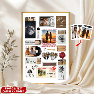 Nostalgia Couple Love Story Matchbook Collage Dopamine Decor Personalized Poster - Valentine Anniversary Gift