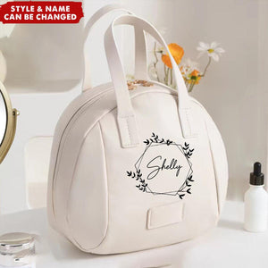 Shell-Shaped Leather Personalized Name Travel Organizer Makeup Bag