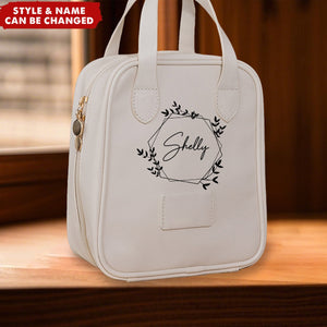 Shell Shape Leather Personalized Name Travel Organizer Tote Makeup Bag