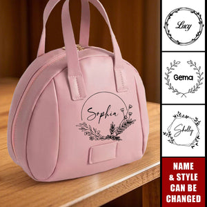 Shell-Shaped Leather Personalized Name Travel Organizer Makeup Bag