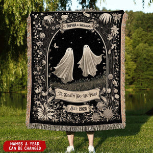 Ghost Couple Till Death Do Us Part Personalized Spooky Halloween Wedding Blanket