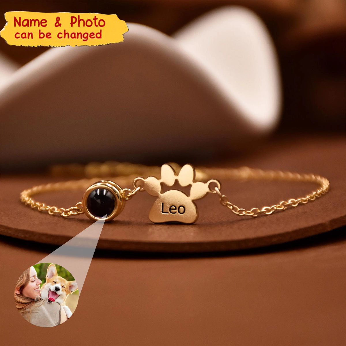Pet Name Bracelet With Photo - Personalized Dog&Cat Picture Projection Bracelet