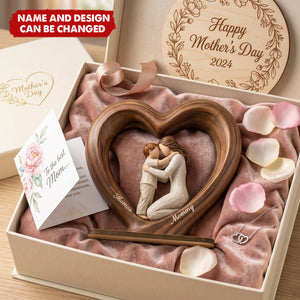 Mom and Daughter Son - Personalized 2-Layered Wooden Plaque, Mother's Day Gift for Mom, Wife