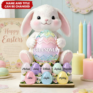 Bunny Grandma Easter - Personalized 2-Layered Wooden Plaque,  Easter Decor for Grandma