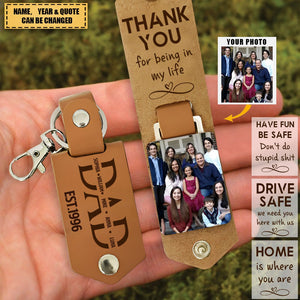 Custom Photo Drive Safe - Personalized Leather Photo Keychain