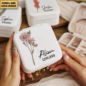 Custom Name And Birth Flower - Personalized Jewelry Box