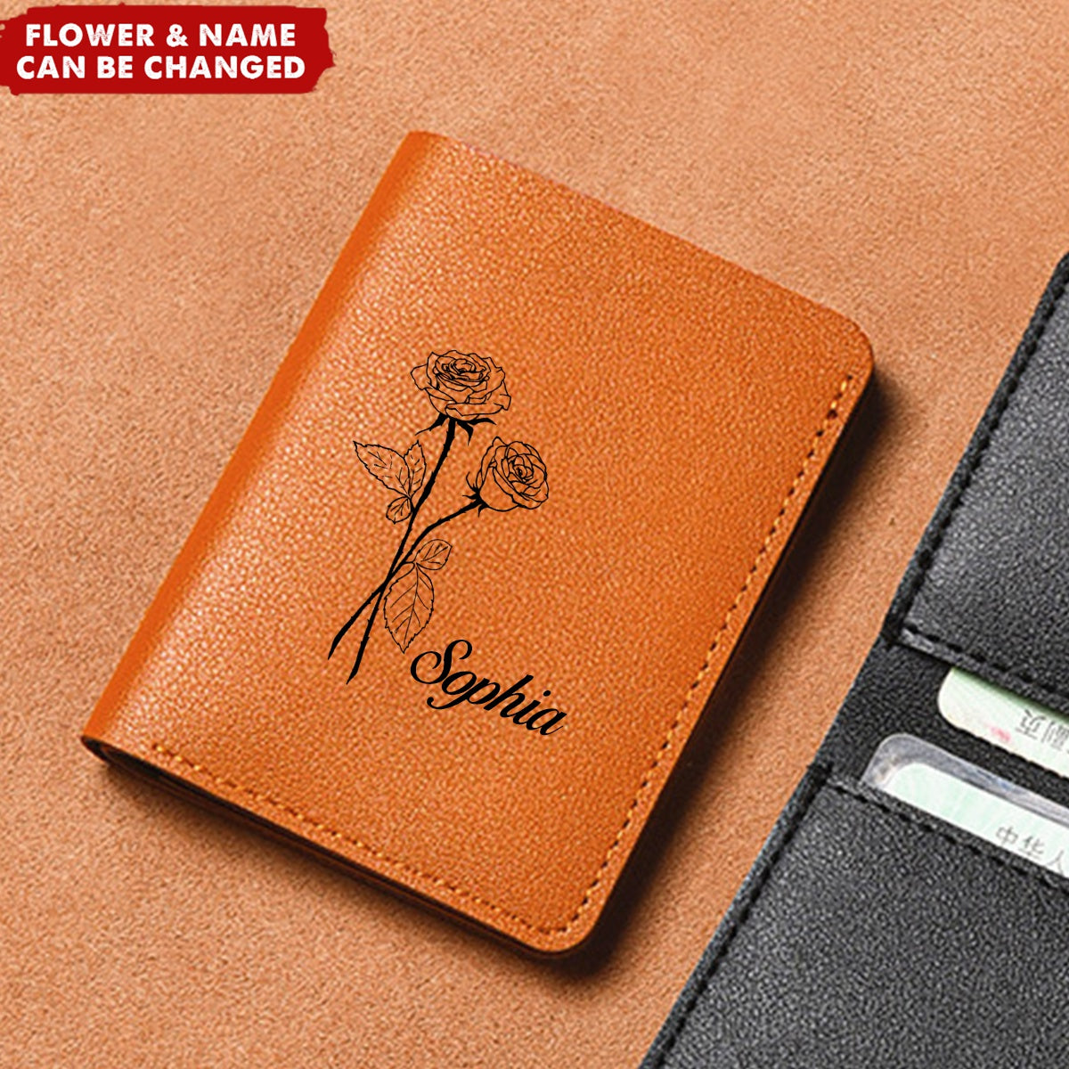 Personalized Birthday Flower Small Bifold Pocket Wallet