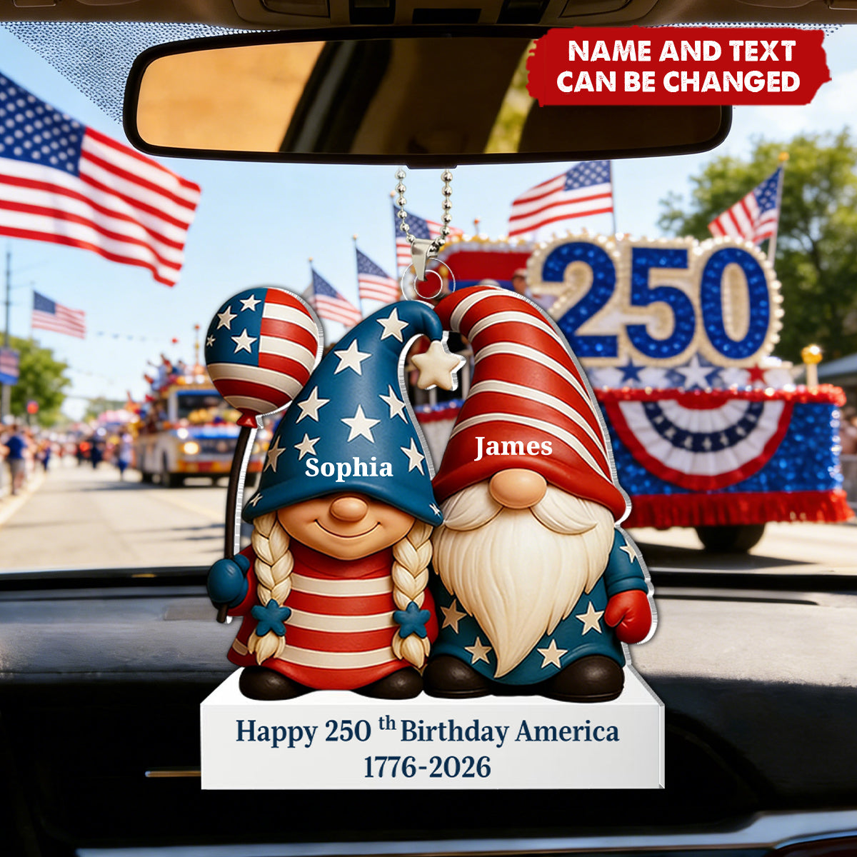 Our Love, America's 250th - Personalized Car Hanger, Gift for Couple
