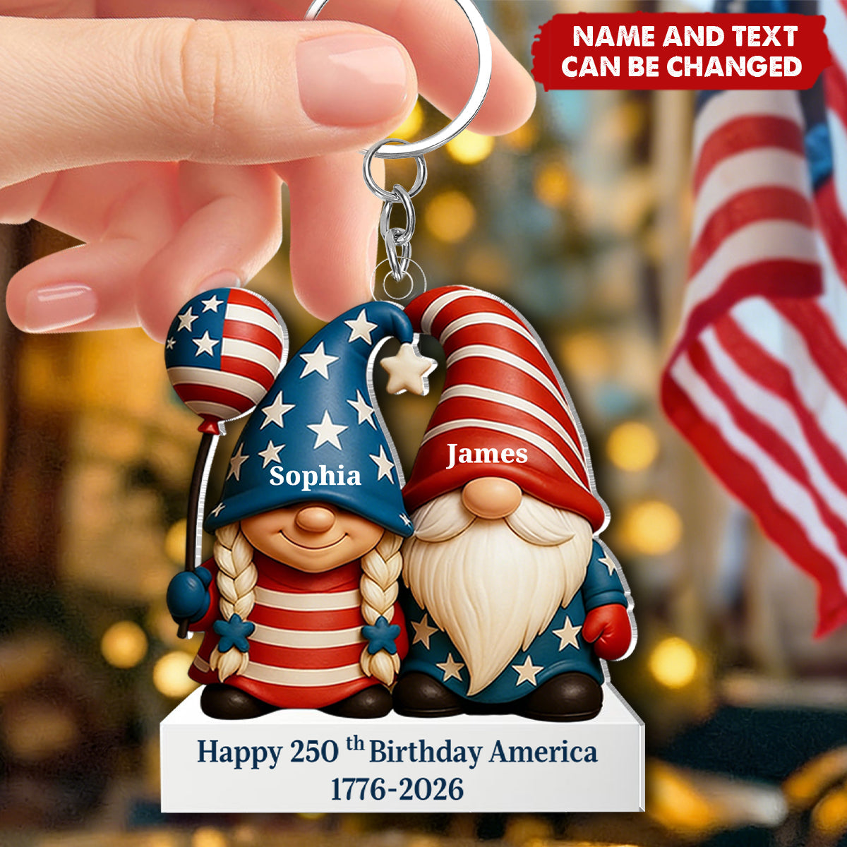 Our Love, America's 250th - Personalized Keychain