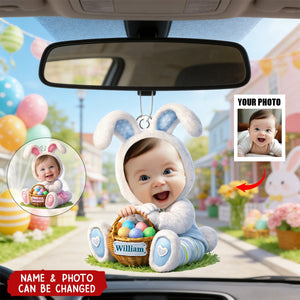 Easter Bunny Kid Car Ornament - Custom Photo Gifts For Kids