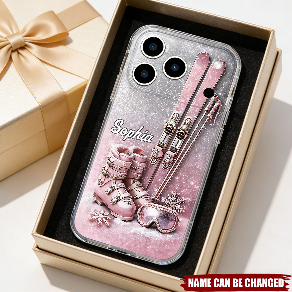 Skis, Boots, And Goggles, Clear Phone Case, Gift For Snow Lovers