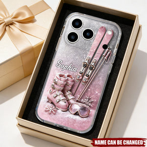 Skis, Boots, And Goggles, Clear Phone Case, Gift For Snow Lovers