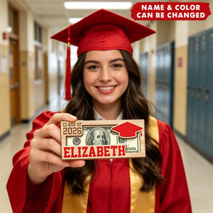 Custom Name Class of 2026 Graduation Wood Money Holder