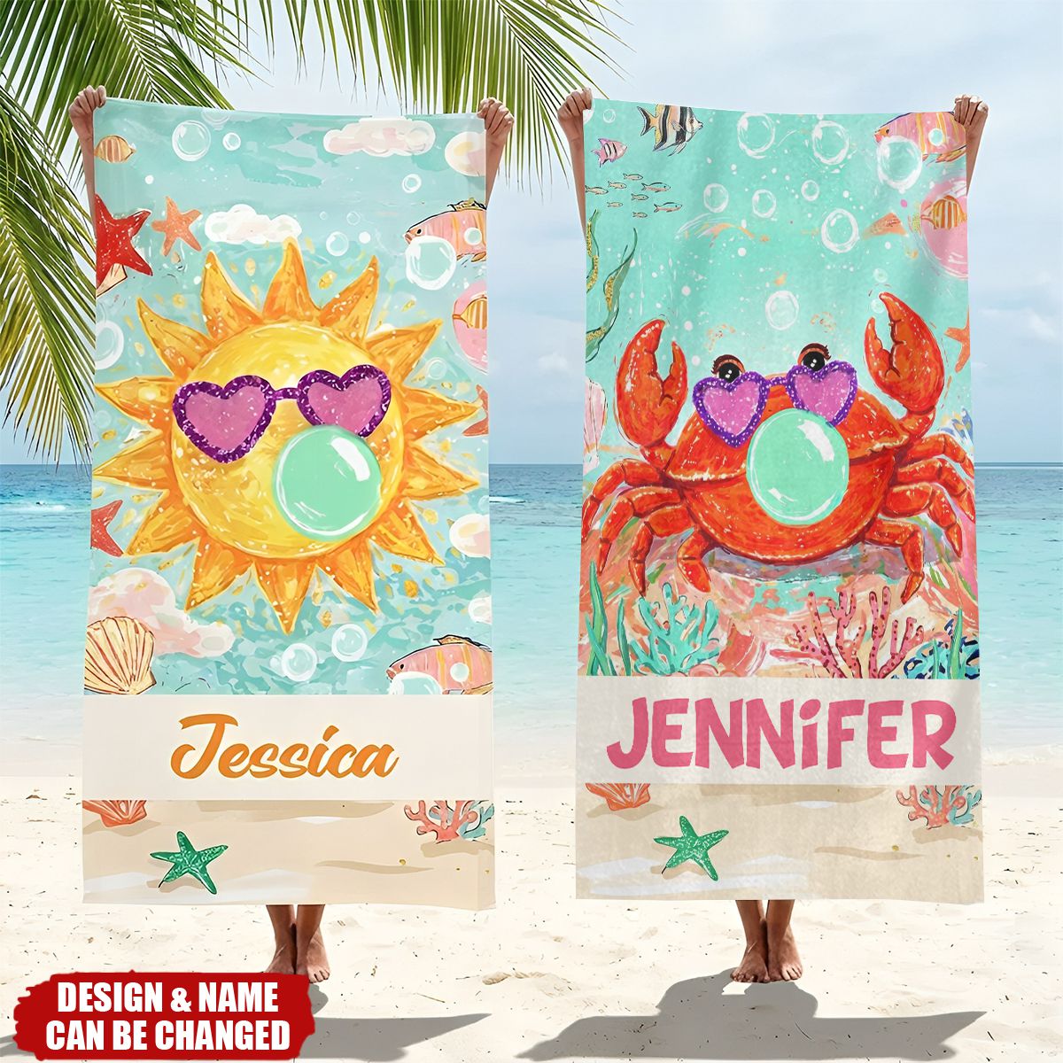 Personalized Raccoon Goose Summer Vibes Quick Dry Beach Towel -  Outdoor Beach Party Essential Birthday Gift for Best Friend Mom Sister