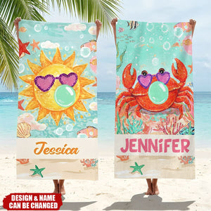 Personalized Raccoon Goose Summer Vibes Quick Dry Beach Towel -  Outdoor Beach Party Essential Birthday Gift for Best Friend Mom Sister