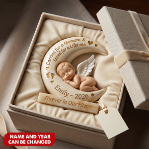 Baby Angel & Moon - Personalized Custom Shaped Acrylic Plaque