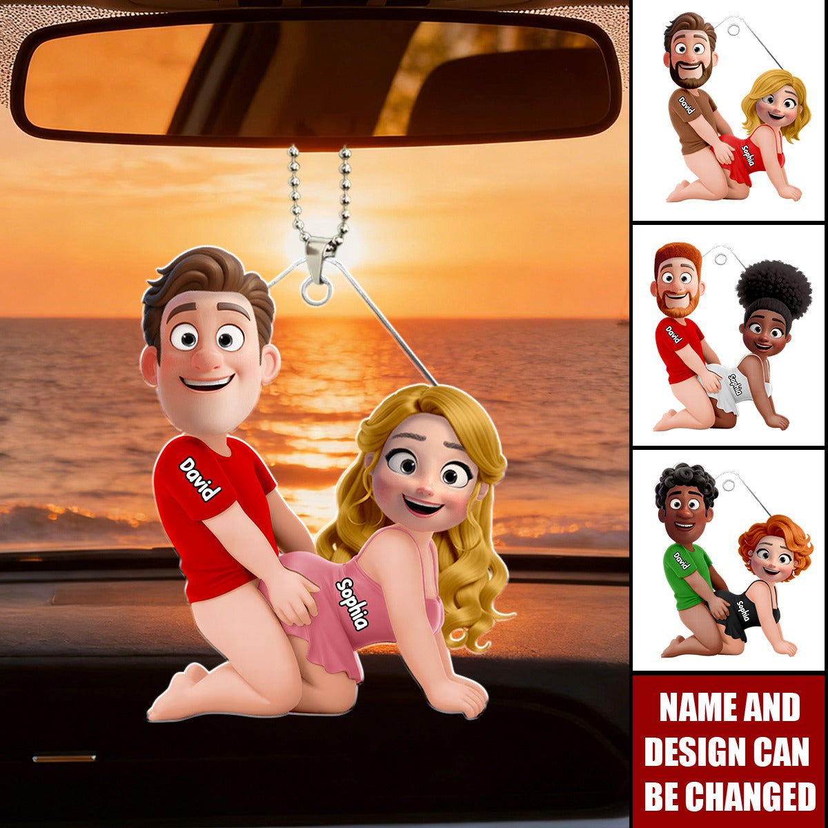 Naughty Couple - Personalized Car Hanger, Gift for Couple