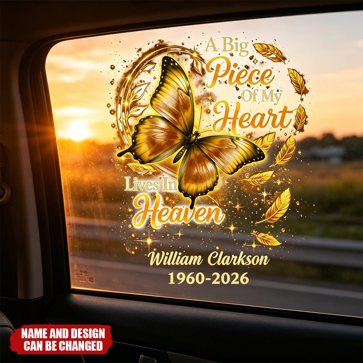 Butterfly Big Piece Of My Heart Lives In Heaven - Personalized Decal